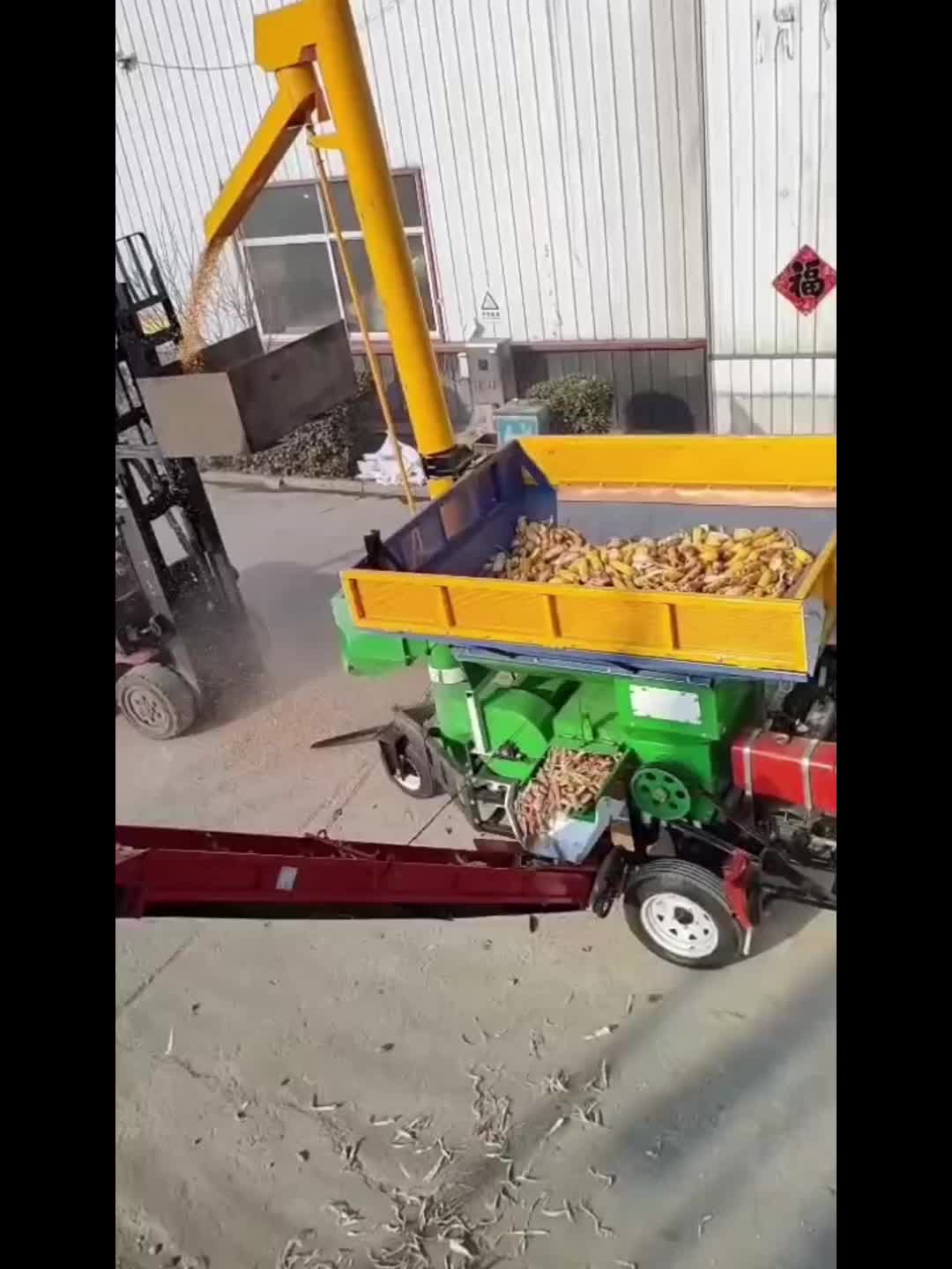 铲车上料玉米脱粒机