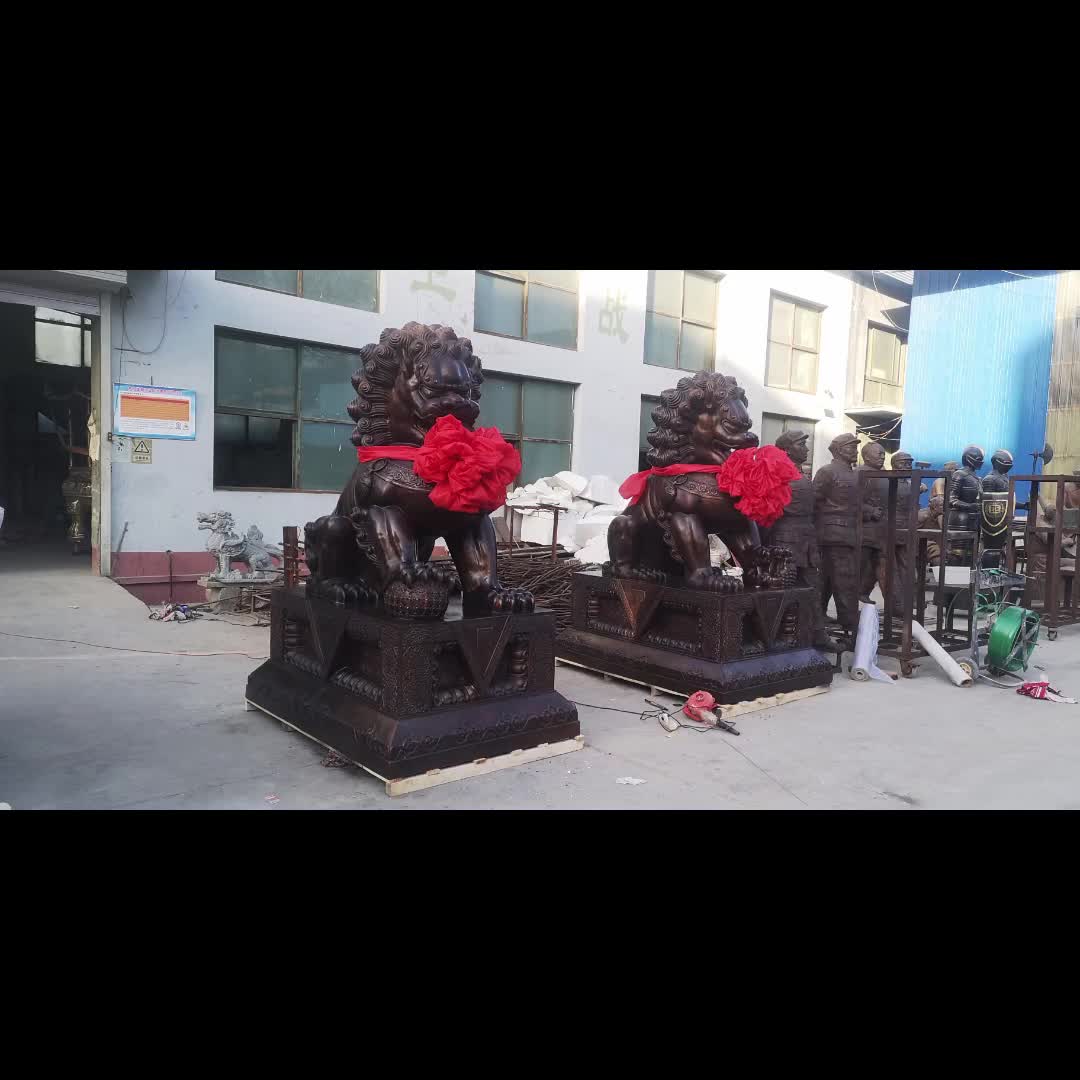 铸铜狮子雕塑 大型门口***雄狮铜雕动物雕像