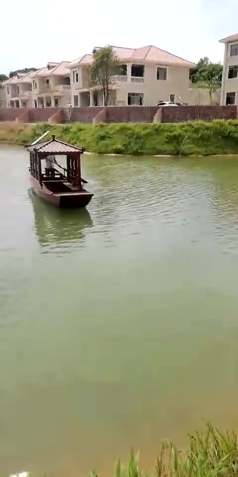 单亭旅游船仿古船观光船视频
